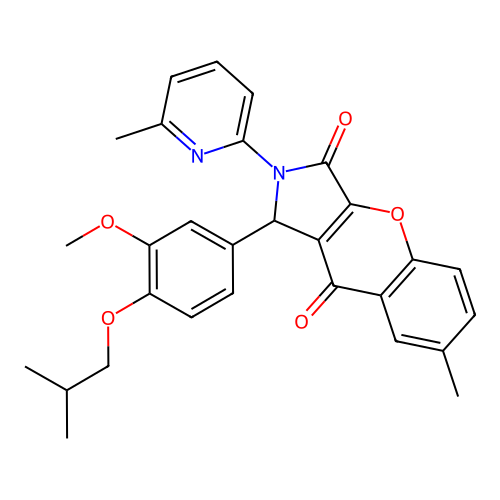 1-(4-isobutoxy-3-methoxyphenyl)-7-methyl-2-(6-methyl-2-pyridyl)-1,2-dihydrochromeno[2,3-c]pyrrole-3,9-dione structure
