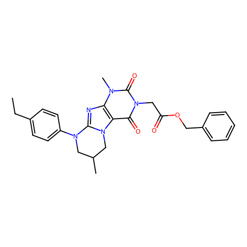 benzyl 2-[9-(4-ethylphenyl)-1,7-dimethyl-2,4-dioxo-1H,2H,3H,4H,6H,7H,8H,9H-pyrimido[1,2-g]purin-3-yl]acetate structure