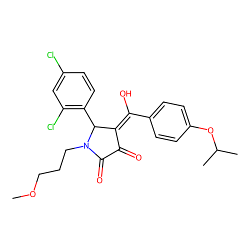 (4E)-5-(2,4-dichlorophenyl)-4-[hydroxy-(4-propan-2-yloxyphenyl)methylidene]-1-(3-methoxypropyl)pyrrolidine-2,3-dione structure