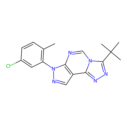 3-(tert-butyl)-7-(5-chloro-2-methylphenyl)-7H-pyrazolo[4,3-e][1,2,4]triazolo[4,3-c]pyrimidine structure