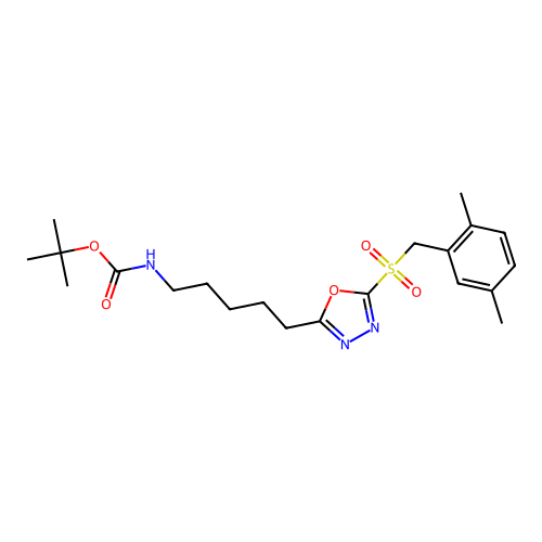 Tert-butyl N-[5-[5-[(2,5-dimethylphenyl)methylsulfonyl]-1,3,4-oxadiazol-2-yl]pentyl]carbamate structure