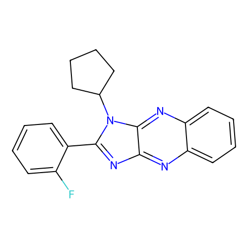 1-cyclopentyl-2-(2-fluorophenyl)-1H-imidazo[4,5-b]quinoxaline structure