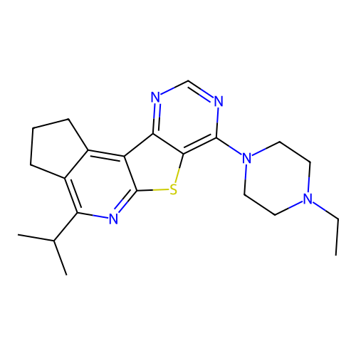 7-(4-ethylpiperazin-1-yl)-4-(propan-2-yl)-2,3-dihydro-1H-cyclopenta[4',5']pyrido[3',2':4,5]thieno[3,2-d]pyrimidine structure