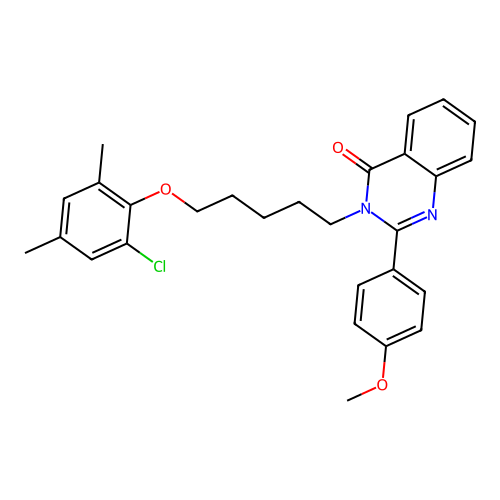 3-(5-(2-chloro-4,6-dimethylphenoxy)pentyl)-2-(4-methoxyphenyl)quinazolin-4(3H)-one structure