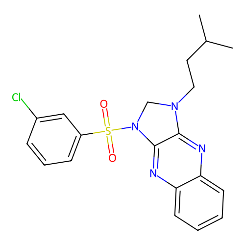 3-(3-chlorophenyl)sulfonyl-1-(3-methylbutyl)-2H-imidazo[4,5-b]quinoxaline structure
