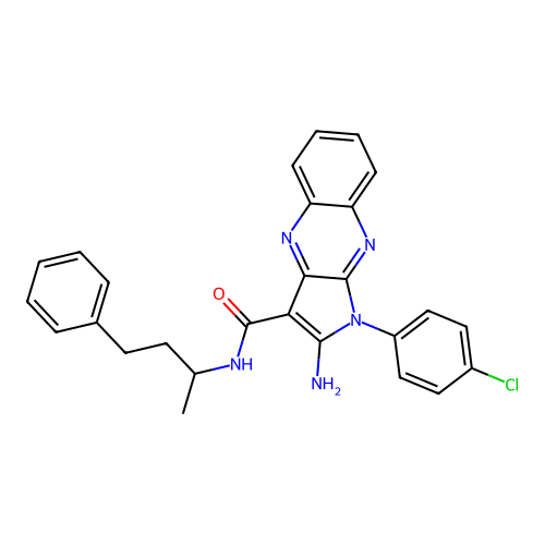 2-amino-1-(4-chlorophenyl)-N-(4-phenylbutan-2-yl)-1H-pyrrolo[2,3-b]quinoxaline-3-carboxamide structure