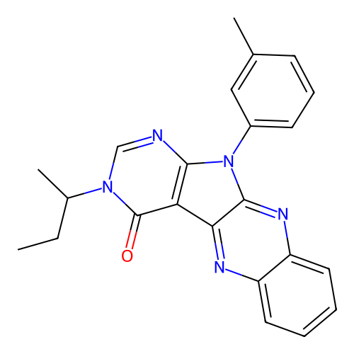3-(sec-butyl)-11-(m-tolyl)-3H-pyrimido[5',4':4,5]pyrrolo[2,3-b]quinoxalin-4(11H)-one structure