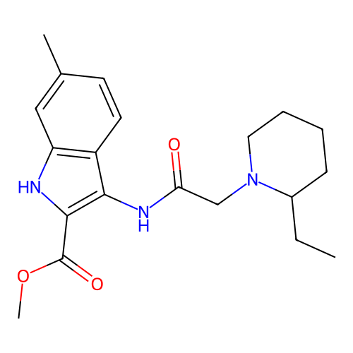 methyl 3-{[(2-ethylpiperidin-1-yl)acetyl]amino}-6-methyl-1H-indole-2-carboxylate structure