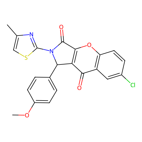 7-chloro-1-(4-methoxyphenyl)-2-(4-methyl-1,3-thiazol-2-yl)-1,2-dihydrochromeno[2,3-c]pyrrole-3,9-dione structure