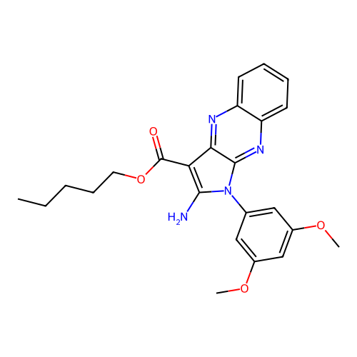pentyl 2-amino-1-(3,5-dimethoxyphenyl)-1H-pyrrolo[2,3-b]quinoxaline-3-carboxylate structure