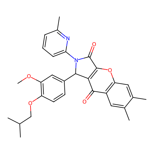 1-(4-isobutoxy-3-methoxyphenyl)-6,7-dimethyl-2-(6-methyl-2-pyridyl)-1,2-dihydrochromeno[2,3-c]pyrrole-3,9-dione structure