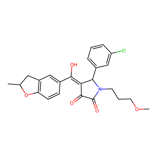 (4E)-5-(3-chlorophenyl)-4-[hydroxy(2-methyl-2,3-dihydro-1-benzofuran-5-yl)methylidene]-1-(3-methoxypropyl)pyrrolidine-2,3-dione structure