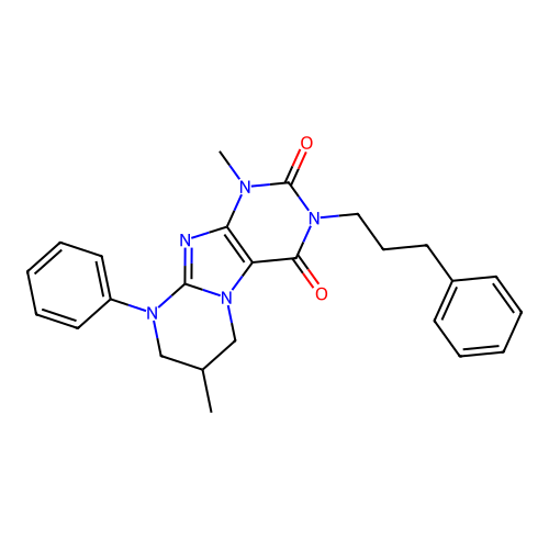 1,7-dimethyl-9-phenyl-3-(3-phenylpropyl)-6,7,8,9-tetrahydropyrimido[2,1-f]purine-2,4(1H,3H)-dione structure