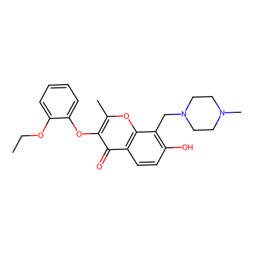 3-(2-ethoxyphenoxy)-7-hydroxy-2-methyl-8-((4-methylpiperazin-1-yl)methyl)-4H-chromen-4-one structure
