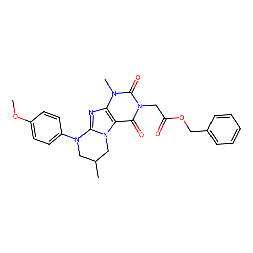 benzyl 2-[9-(4-methoxyphenyl)-1,7-dimethyl-2,4-dioxo-1H,2H,3H,4H,6H,7H,8H,9H-pyrimido[1,2-g]purin-3-yl]acetate structure