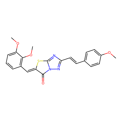 (5Z)-5-(2,3-dimethoxybenzylidene)-2-[(E)-2-(4-methoxyphenyl)ethenyl][1,3]thiazolo[3,2-b][1,2,4]triazol-6(5H)-one structure