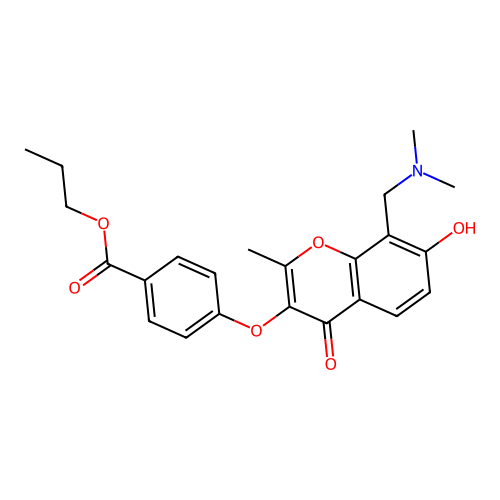 propyl 4-({8-[(dimethylamino)methyl]-7-hydroxy-2-methyl-4-oxo-4H-chromen-3-yl}oxy)benzoate structure