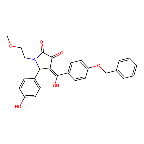 4-[4-(benzyloxy)benzoyl]-3-hydroxy-5-(4-hydroxyphenyl)-1-(2-methoxyethyl)-2,5-dihydro-1H-pyrrol-2-one structure