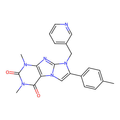2,4-dimethyl-7-(4-methylphenyl)-6-(pyridin-3-ylmethyl)purino[7,8-a]imidazole-1,3-dione structure