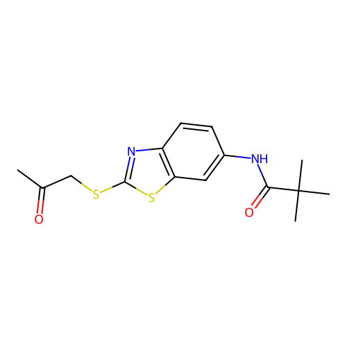 2,2-dimethyl-N-{2-[(2-oxopropyl)sulfanyl]-1,3-benzothiazol-6-yl}propanamide structure