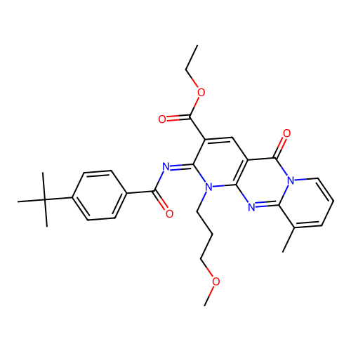 (Z)-ethyl 2-((4-(tert-butyl)benzoyl)imino)-1-(3-methoxypropyl)-10-methyl-5-oxo-2,5-dihydro-1H-dipyrido[1,2-a:2',3'-d]pyrimidine-3-carboxylate structure