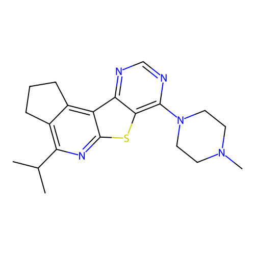 4-isopropyl-7-(4-methylpiperazin-1-yl)-2,3-dihydro-1H-cyclopenta[4',5']pyrido[3',2':4,5]thieno[3,2-d]pyrimidine structure