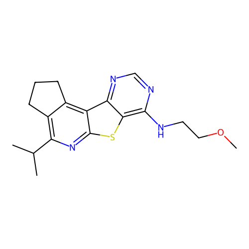 4-isopropyl-N-(2-methoxyethyl)-2,3-dihydro-1H-cyclopenta[4',5']pyrido[3',2':4,5]thieno[3,2-d]pyrimidin-7-amine structure