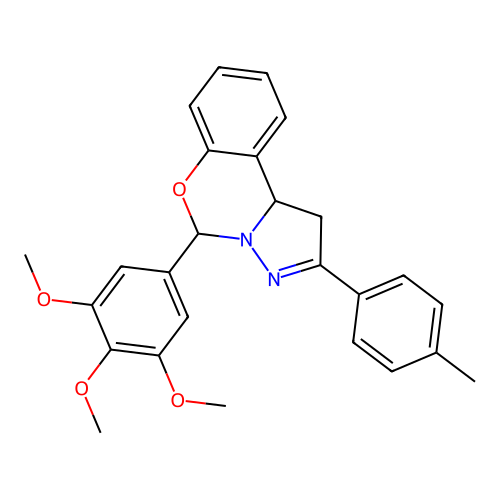 2-(4-methylphenyl)-5-(3,4,5-trimethoxyphenyl)-1,10b-dihydropyrazolo[1,5-c][1,3]benzoxazine structure