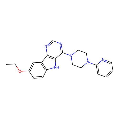 8-ethoxy-4-(4-pyridin-2-ylpiperazin-1-yl)-5H-pyrimido[5,4-b]indole structure