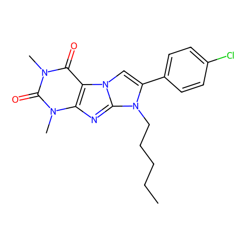 7-(4-chlorophenyl)-1,3-dimethyl-8-pentyl-1H-imidazo[2,1-f]purine-2,4(3H,8H)-dione structure