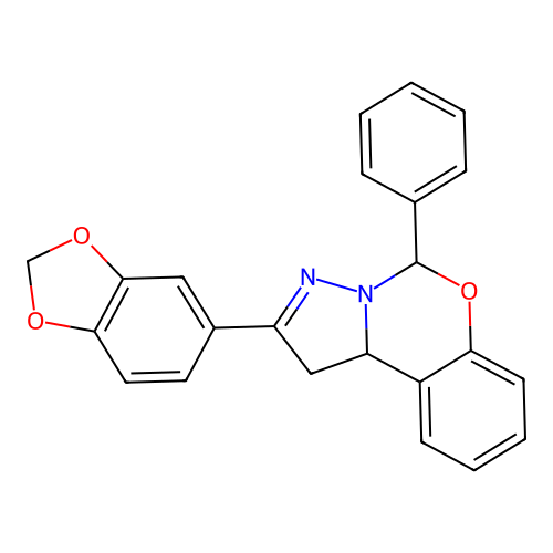2-(1,3-Benzodioxol-5-yl)-5-phenyl-1,10b-dihydropyrazolo[1,5-c][1,3]benzoxazine structure
