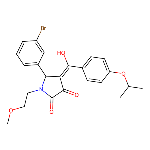 (4E)-5-(3-bromophenyl)-4-[hydroxy-(4-propan-2-yloxyphenyl)methylidene]-1-(2-methoxyethyl)pyrrolidine-2,3-dione structure