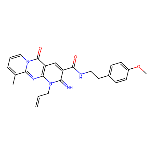 6-imino-N-[2-(4-methoxyphenyl)ethyl]-11-methyl-2-oxo-7-(prop-2-en-1-yl)-1,7,9-triazatricyclo[8.4.0.0^{3,8}]tetradeca-3(8),4,9,11,13-pentaene-5-carboxamide structure