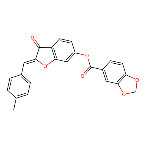 (Z)-2-(4-methylbenzylidene)-3-oxo-2,3-dihydrobenzofuran-6-yl benzo[d][1,3]dioxole-5-carboxylate structure
