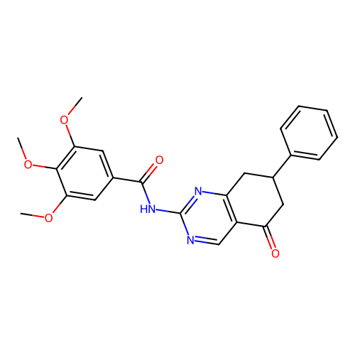 3,4,5-trimethoxy-N-(5-oxo-7-phenyl-5,6,7,8-tetrahydroquinazolin-2-yl)benzamide structure