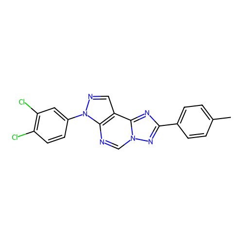 3-(3,4-dichlorophenyl)-8-(4-methylphenyl)-6-hydropyrazolo[5,4-d]1,2,4-triazolo [1,5-e]pyrimidine structure