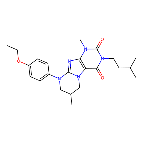 9-(4-ethoxyphenyl)-3-isopentyl-1,7-dimethyl-6,7,8,9-tetrahydropyrimido[2,1-f]purine-2,4(1H,3H)-dione structure