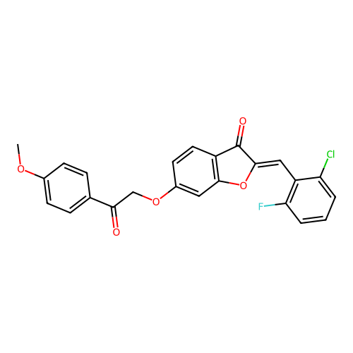 (2Z)-2-(2-chloro-6-fluorobenzylidene)-6-[2-(4-methoxyphenyl)-2-oxoethoxy]-1-benzofuran-3(2H)-one structure