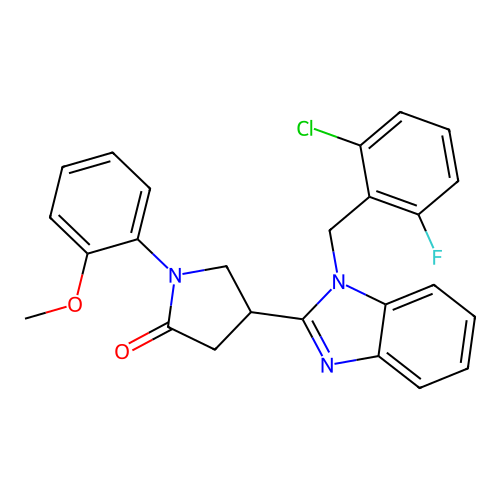 4-[1-(2-chloro-6-fluorobenzyl)-1H-benzimidazol-2-yl]-1-(2-methoxyphenyl)pyrrolidin-2-one structure