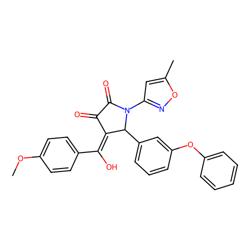 3-hydroxy-4-(4-methoxybenzoyl)-1-(5-methyl-1,2-oxazol-3-yl)-5-(3-phenoxyphenyl)-2,5-dihydro-1H-pyrrol-2-one structure