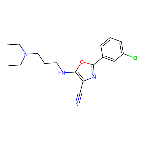 2-(3-Chlorophenyl)-5-{[3-(diethylamino)propyl]amino}-1,3-oxazole-4-carbonitrile structure