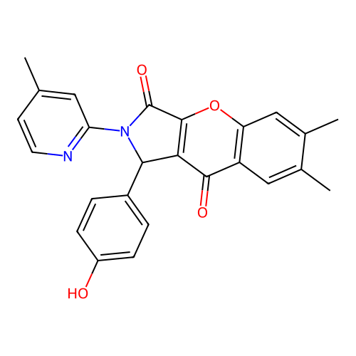 1-(4-hydroxyphenyl)-6,7-dimethyl-2-(4-methylpyridin-2-yl)-1,2-dihydrochromeno[2,3-c]pyrrole-3,9-dione structure