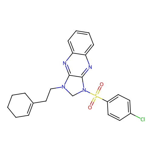 3-(4-chlorophenyl)sulfonyl-1-[2-(cyclohexen-1-yl)ethyl]-2H-imidazo[4,5-b]quinoxaline structure