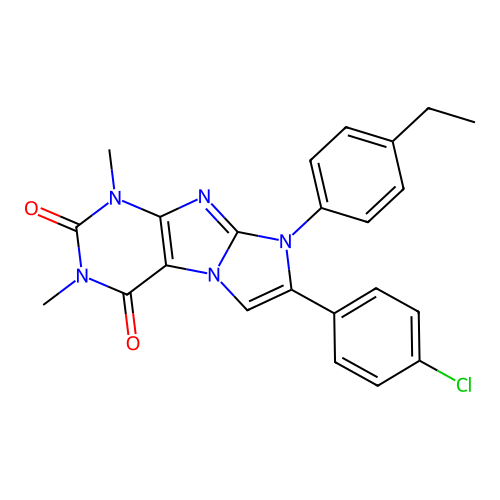 7-(4-chlorophenyl)-8-(4-ethylphenyl)-1,3-dimethyl-1H-imidazo[2,1-f]purine-2,4(3H,8H)-dione structure