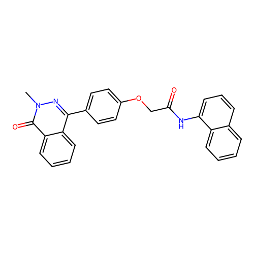 2-[4-(3-methyl-4-oxo-3,4-dihydrophthalazin-1-yl)phenoxy]-N-(naphthalen-1-yl)acetamide structure
