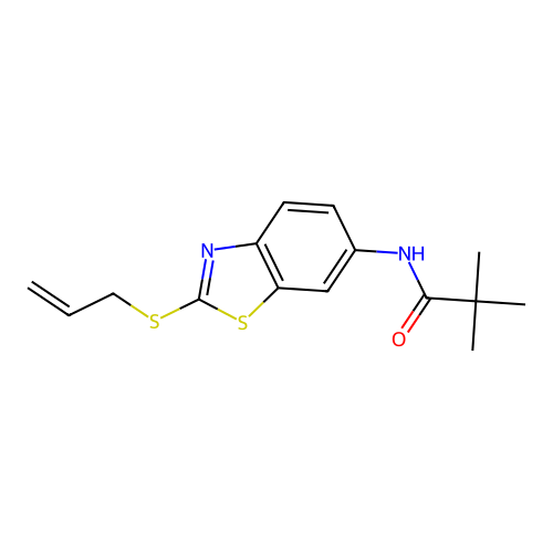 2,2-dimethyl-N-[2-(prop-2-en-1-ylsulfanyl)-1,3-benzothiazol-6-yl]propanamide structure