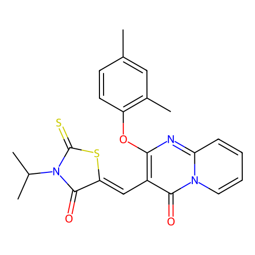 5-{(Z)-1-[2-(2,4-dimethylphenoxy)-4-oxo-4H-pyrido[1,2-a]pyrimidin-3-yl]methylidene}-3-isopropyl-2-thioxo-1,3-thiazolan-4-one structure