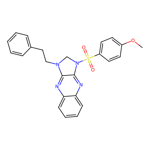 1-((4-methoxyphenyl)sulfonyl)-3-phenethyl-2,3-dihydro-1H-imidazo[4,5-b]quinoxaline structure