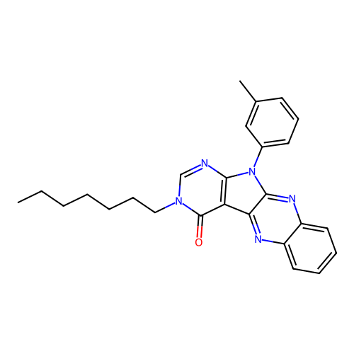 3-heptyl-11-(m-tolyl)-3H-pyrimido[5',4':4,5]pyrrolo[2,3-b]quinoxalin-4(11H)-one structure