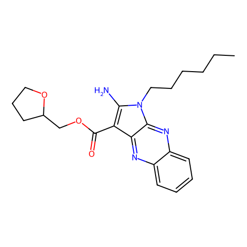 oxolan-2-ylmethyl 2-amino-1-hexylpyrrolo[3,2-b]quinoxaline-3-carboxylate structure